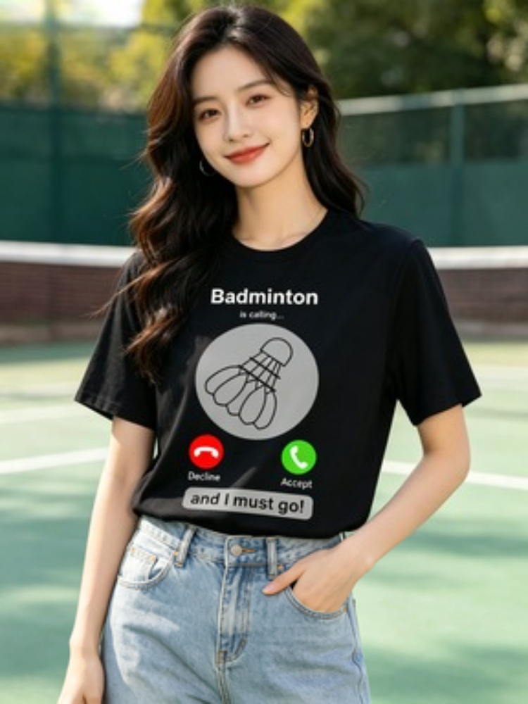 Camiseta Feminina Divertida de - Badminton Quotes Short avaliação e preço